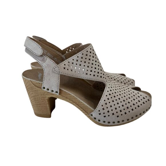 Dansko Teagan Womens Size 36 Perforated Leather Slingback Heeled Sandals Beige - Picture 15 of 15